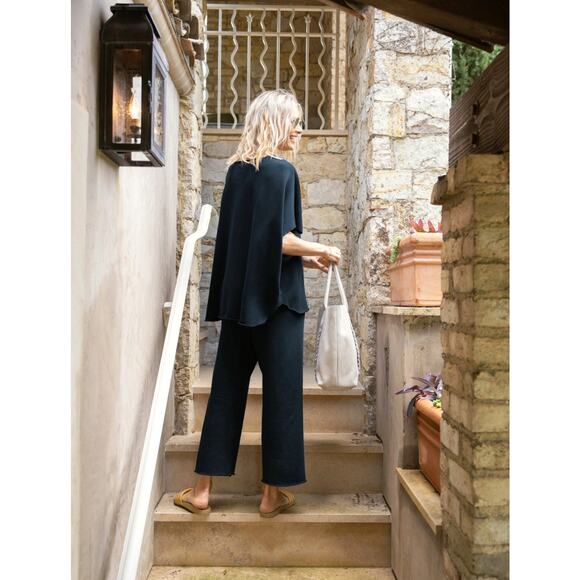 Frank & Eileen GREECE TRAVEL SET Olive Capelet Catherine Pants Navy M NWT $382 - Picture 4 of 10